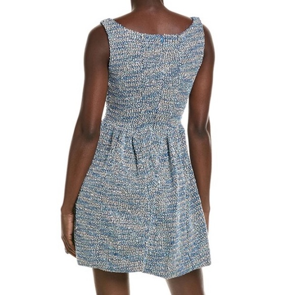 ๐ Taylor Ocean Blue Tweed Mini Dress Petite 12P Party Cocktail Wedding Guest - Picture 3 of 12